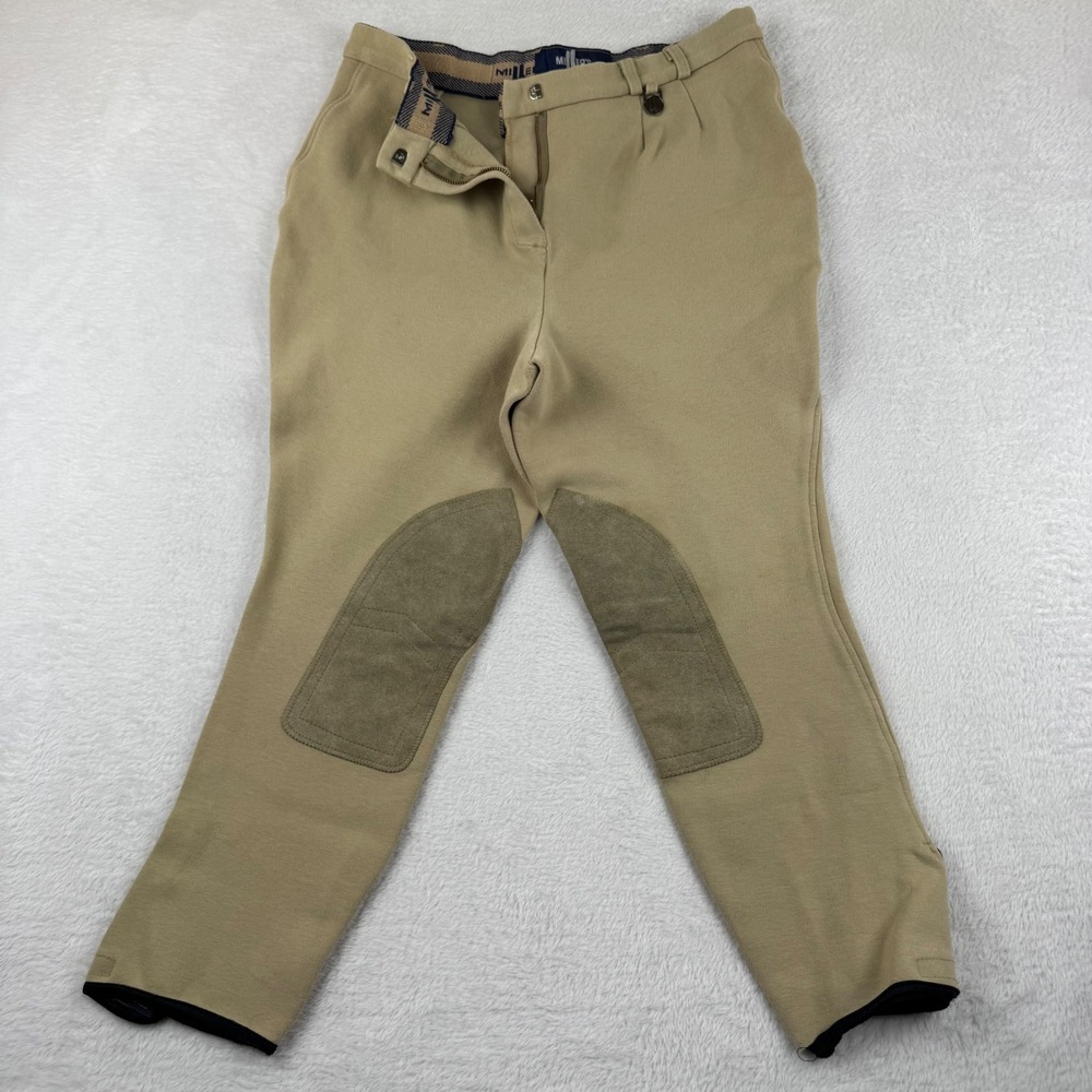 Miller's Equestrian Breeches Women 34‎ Tan Knee Patch Riding Pants Made in USA